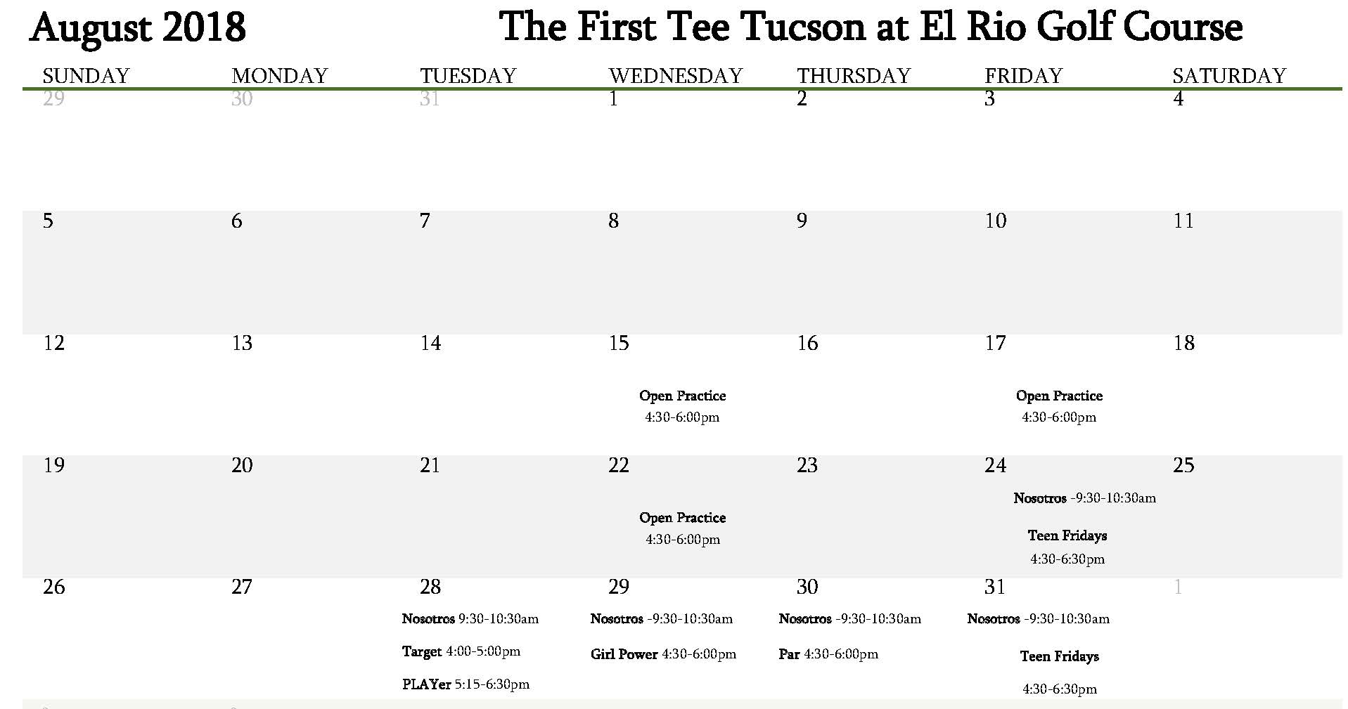 El Rio First Tee El Rio Fall 2018 Page 2 - First Tee - Tucson